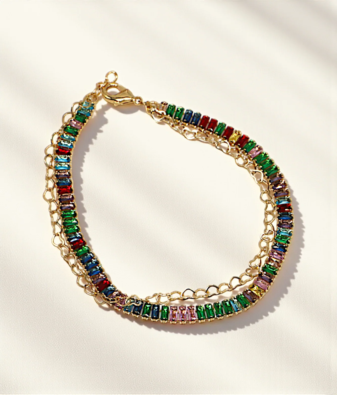 anklet golden crystal multi stone