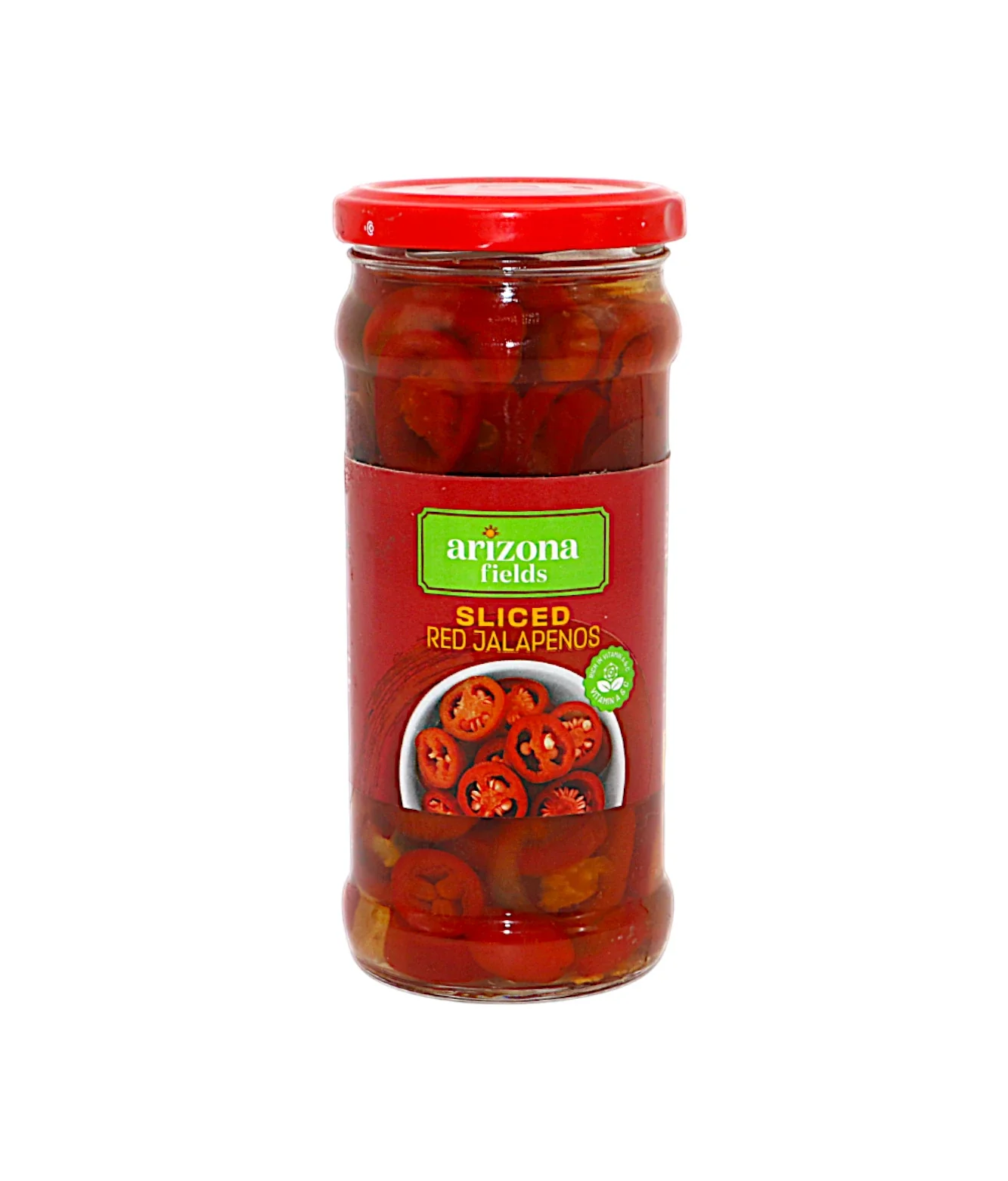 arizona fields sliced red jalapenos 370g