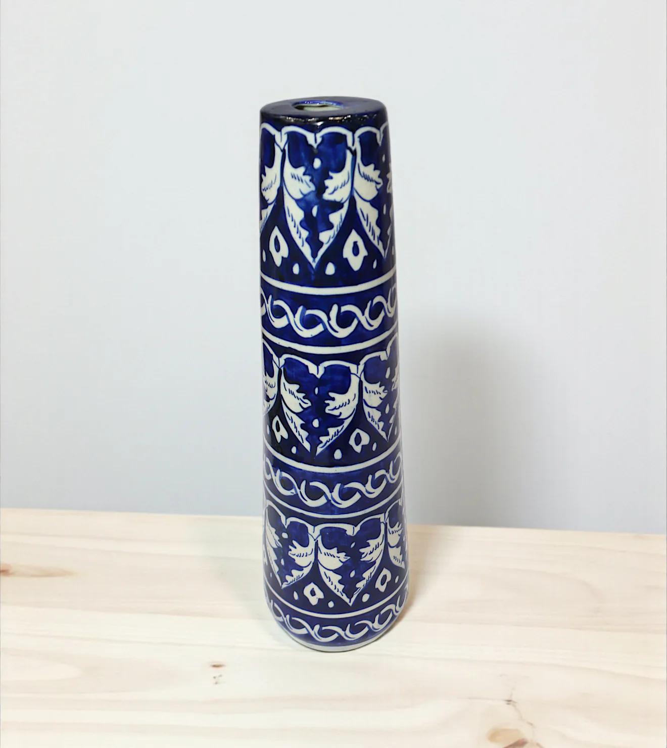 blue pottery flower vase
