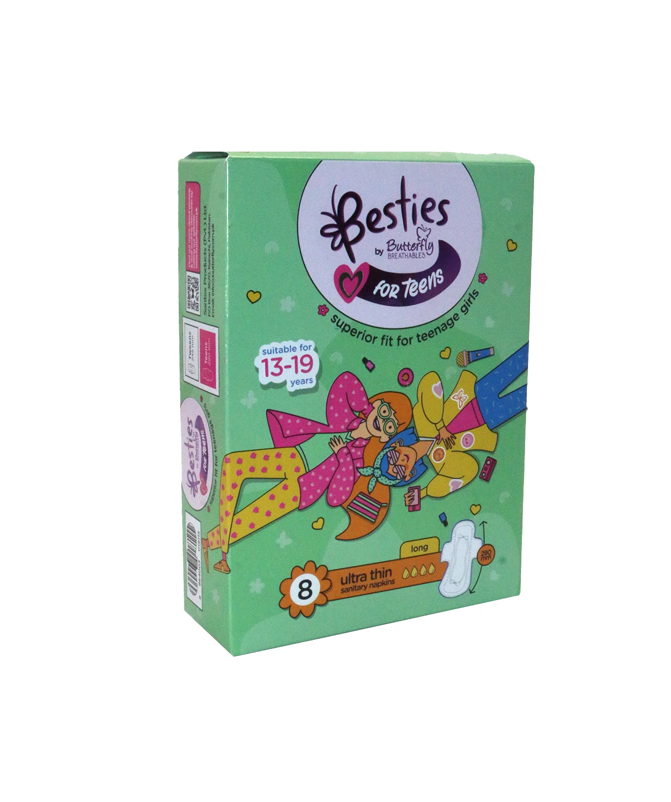 butterfly pad besties for teens ultra thin long(13-19) 8pc