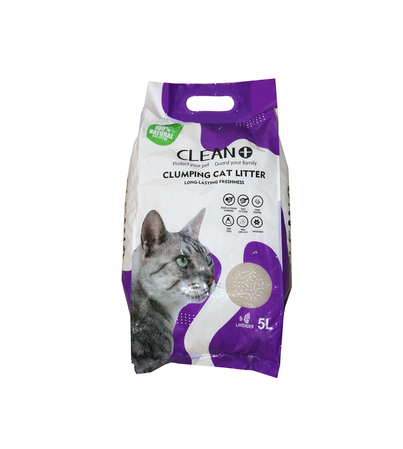 clean plus clumping cat litter lavender 5l