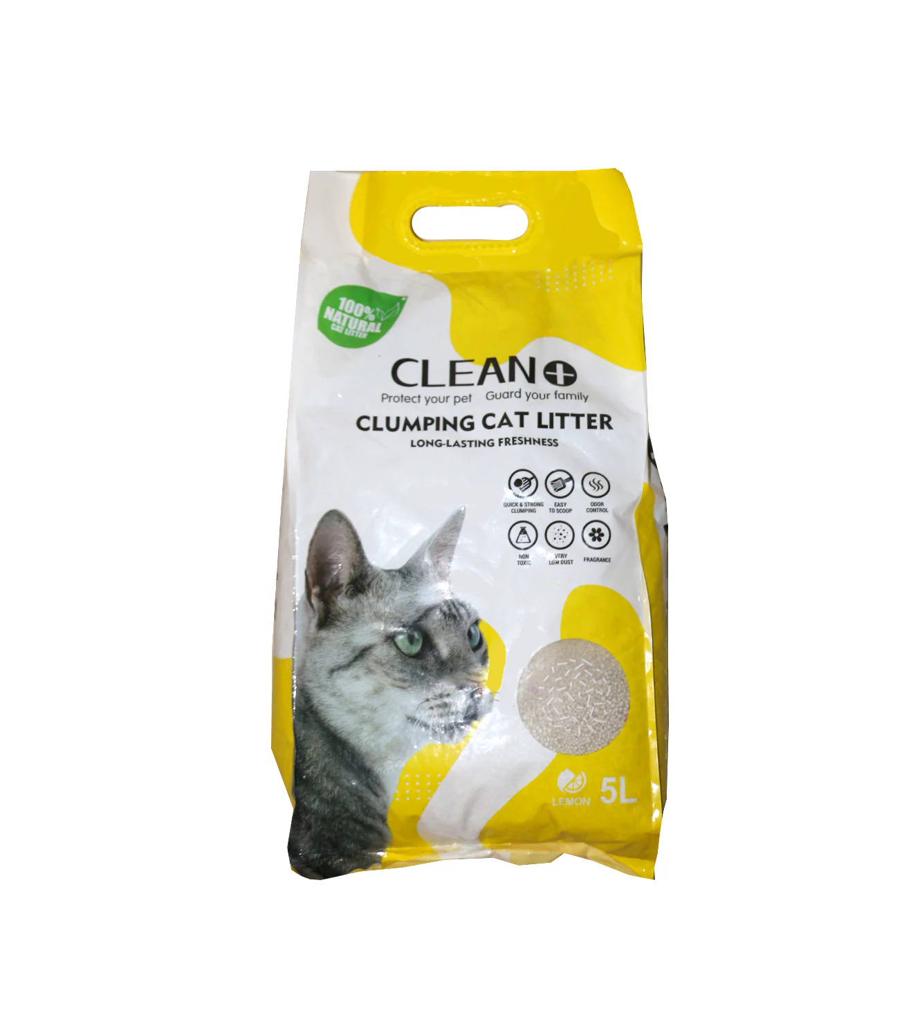 clean plus clumping cat litter lemon 5l