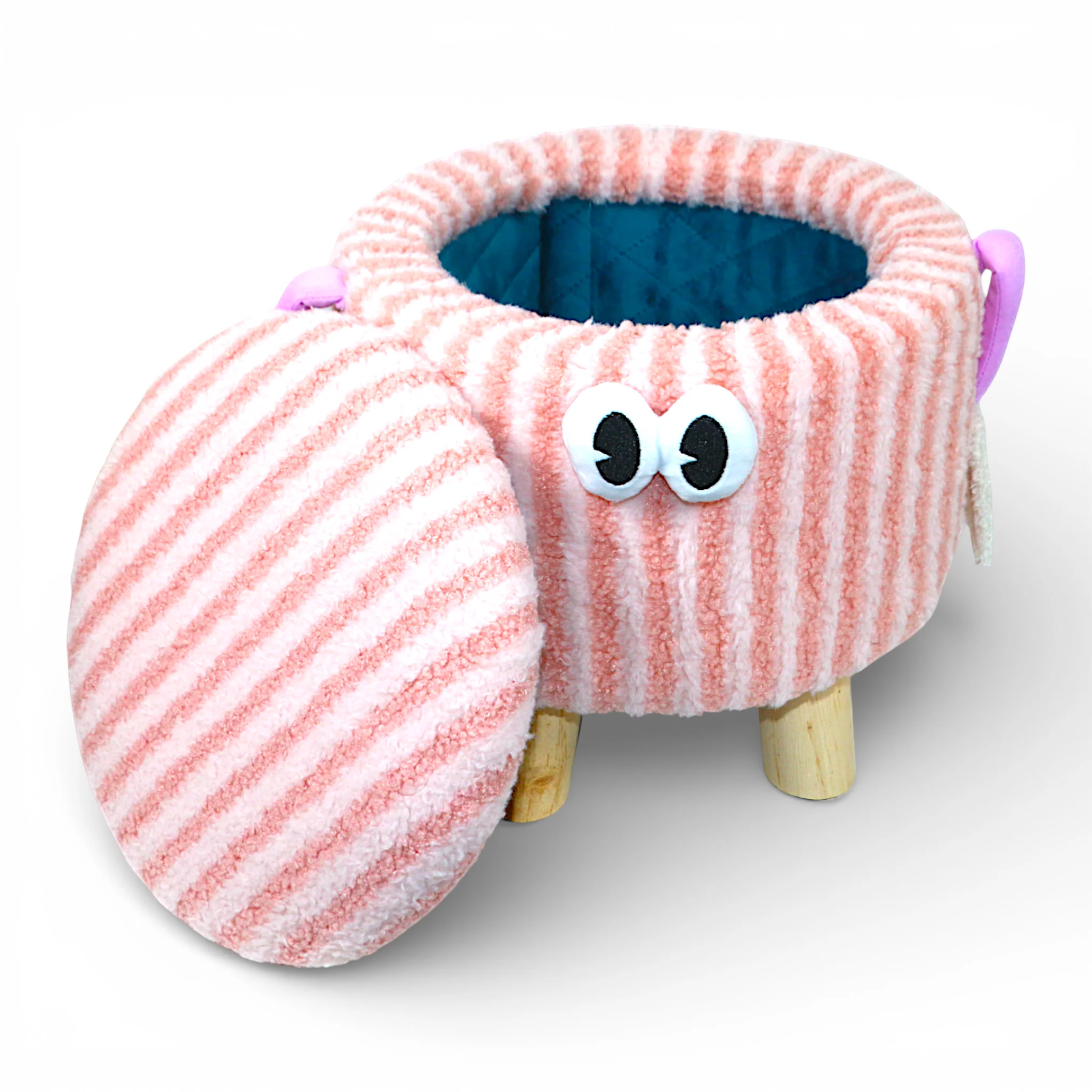 decorative stuff stool & storage box round pink