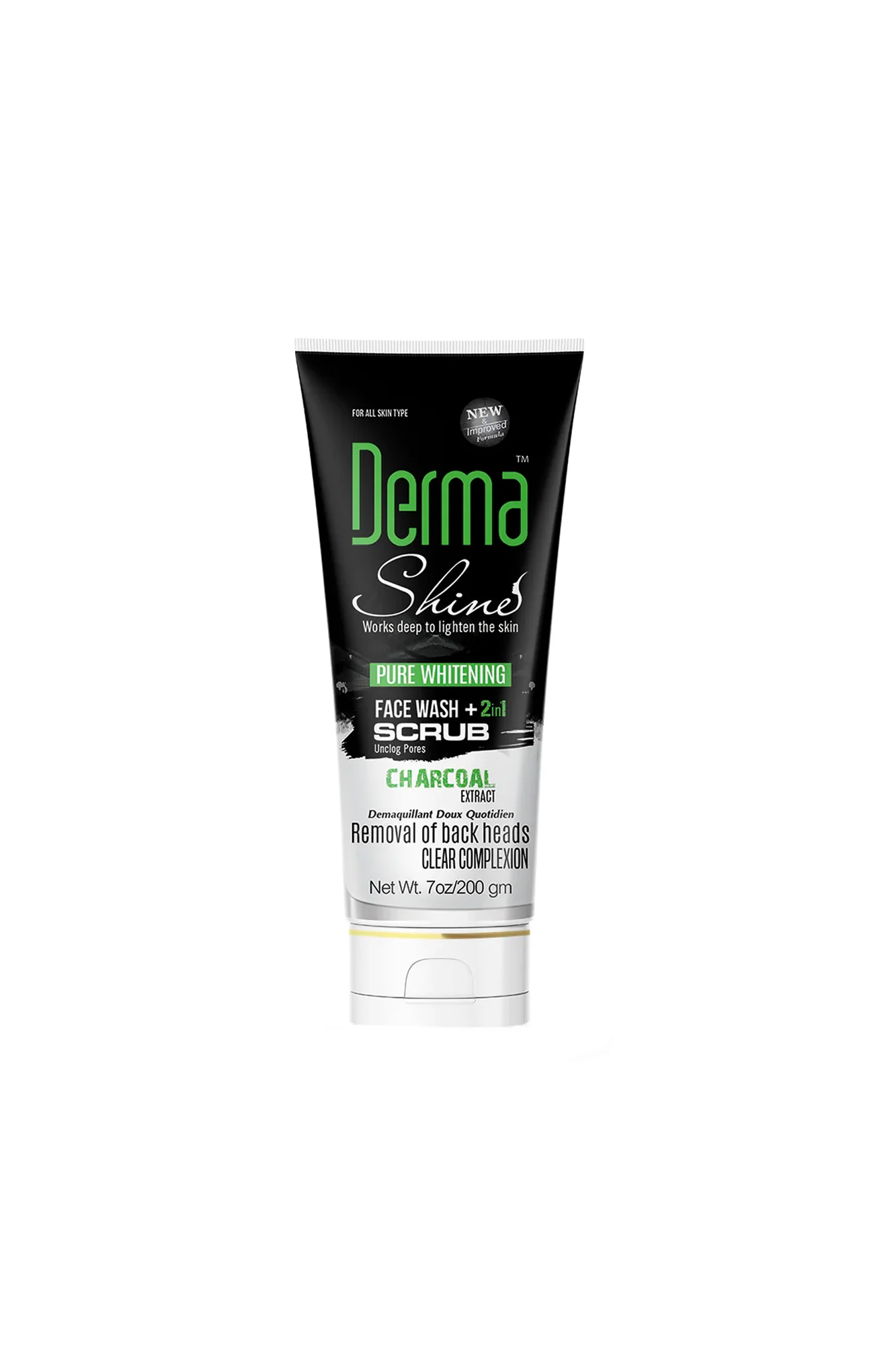 derma shine face wash charcoal 2in1 200ml germany