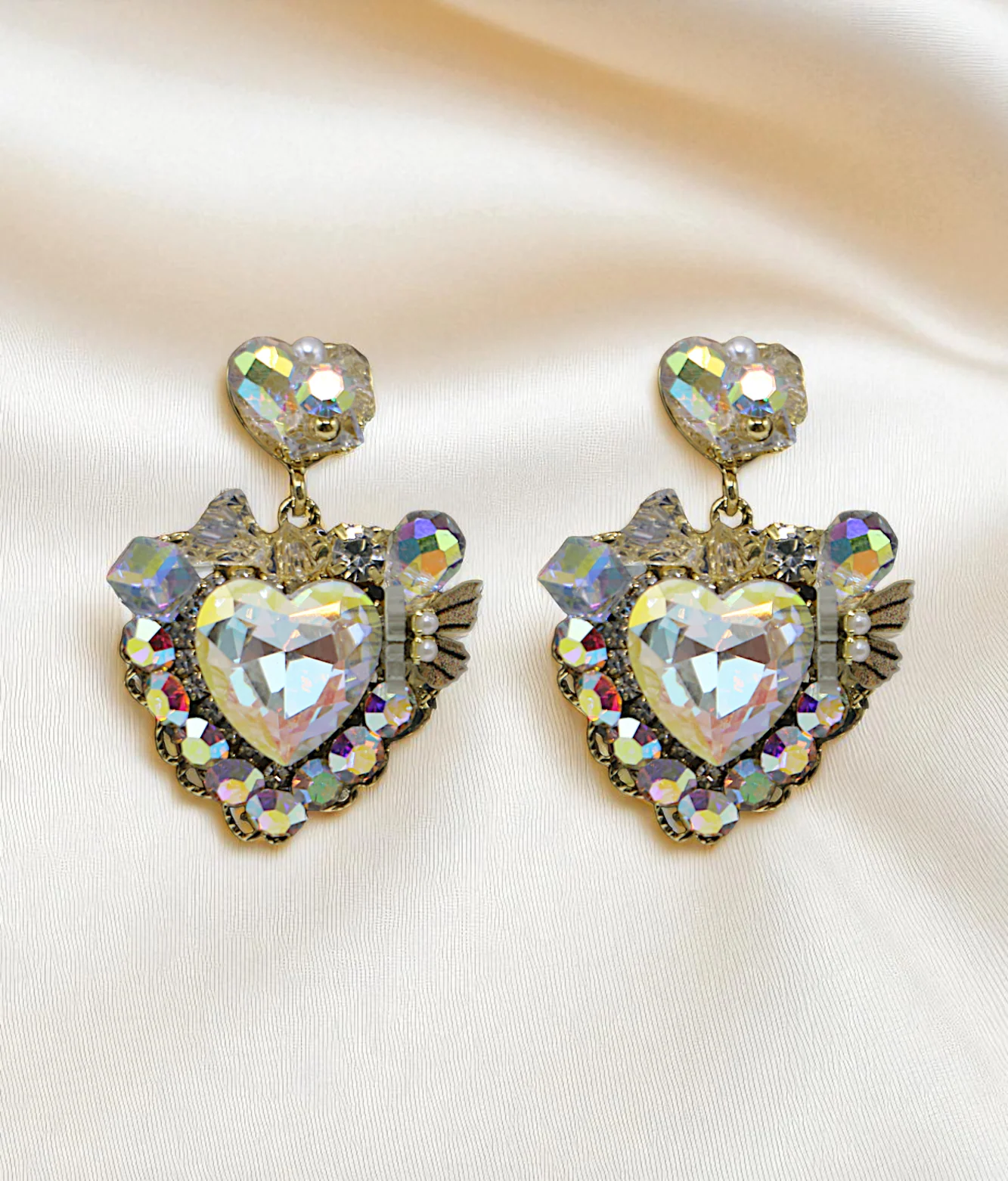 ear ring heart shape shiny stone china