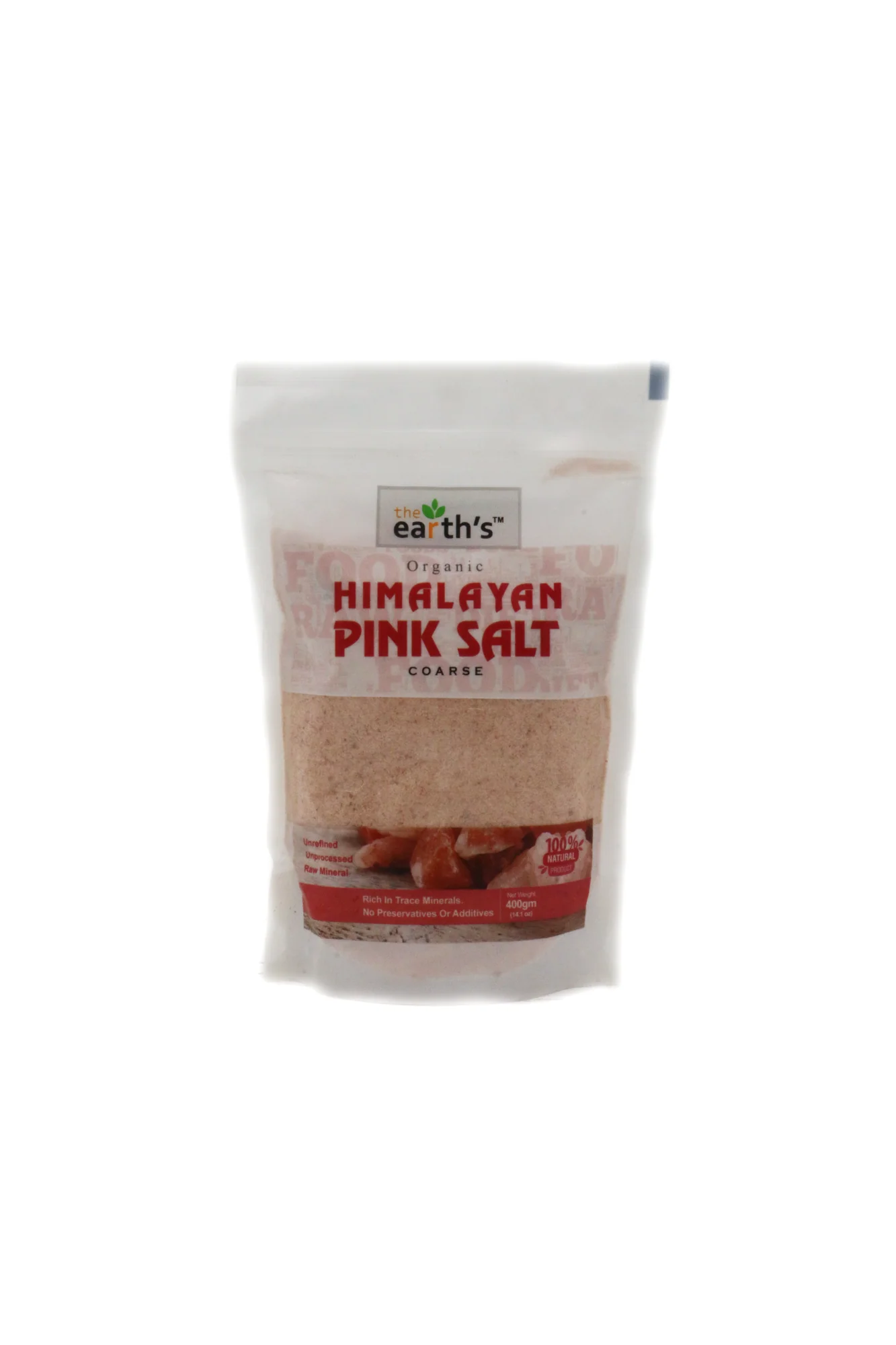 earths himalayan pink salt fine ground 400g pouch