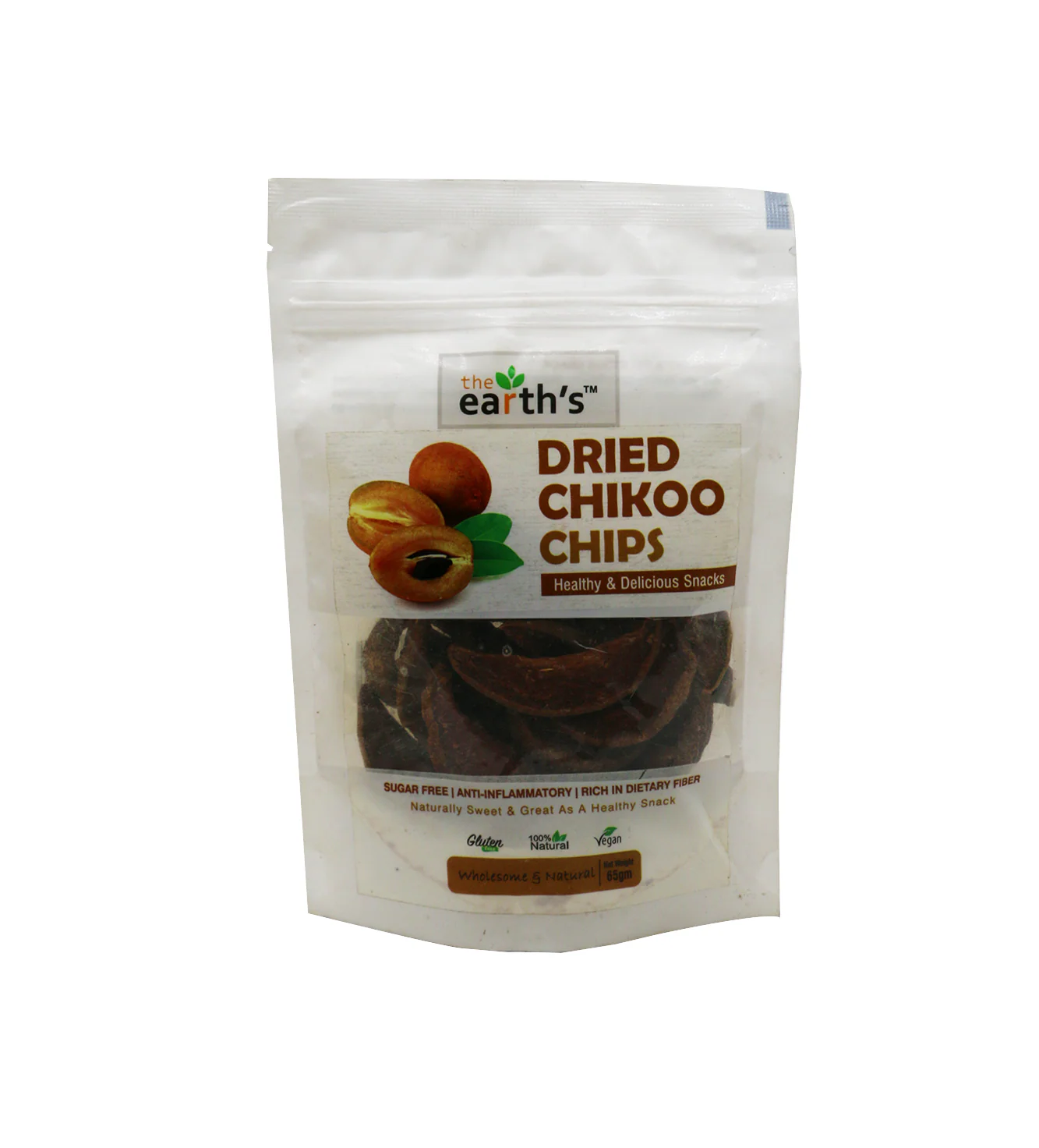 earths dried chikoo chips 65g