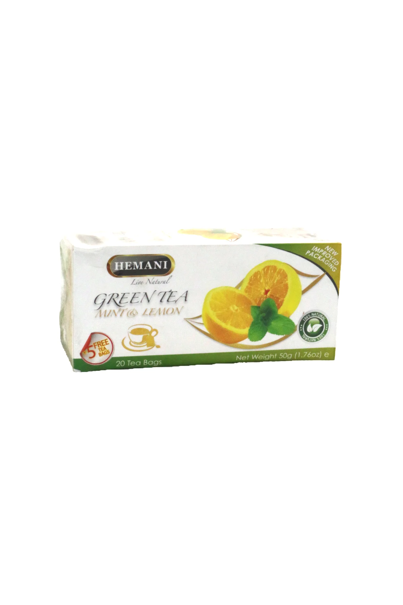 hemani green tea mint & lemon 40g