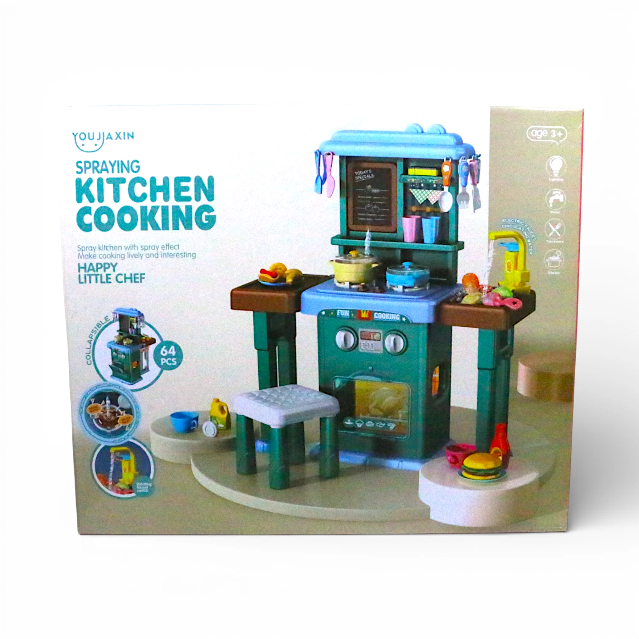 kitchen set 64pc with lights & spray china - Image 2