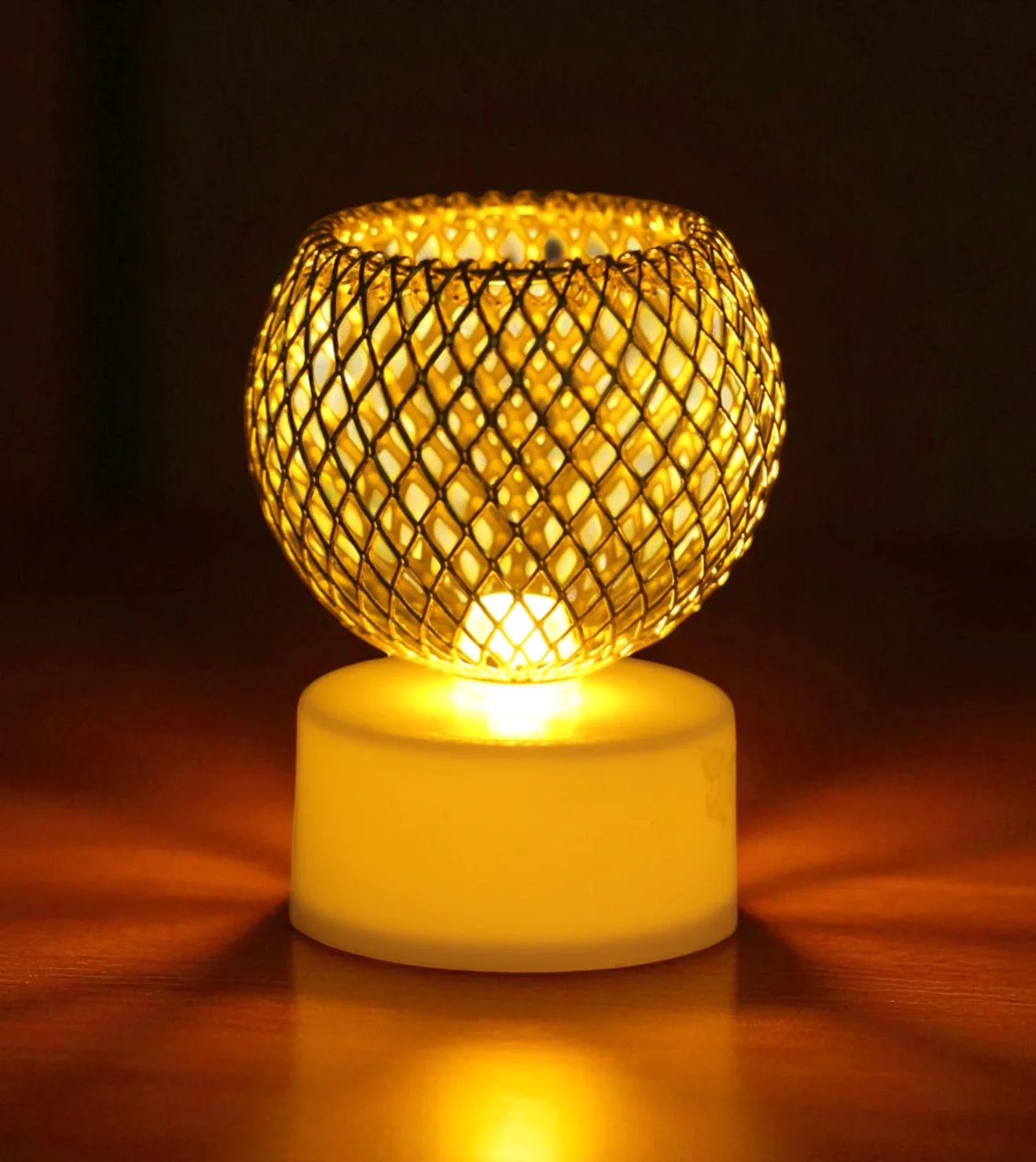 led candle & bowl net golden china "2x1.5"