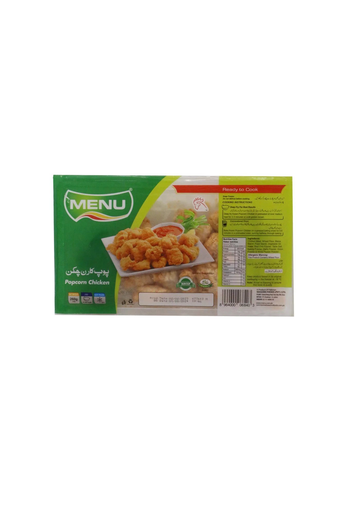 menu chicken pop corn 260g