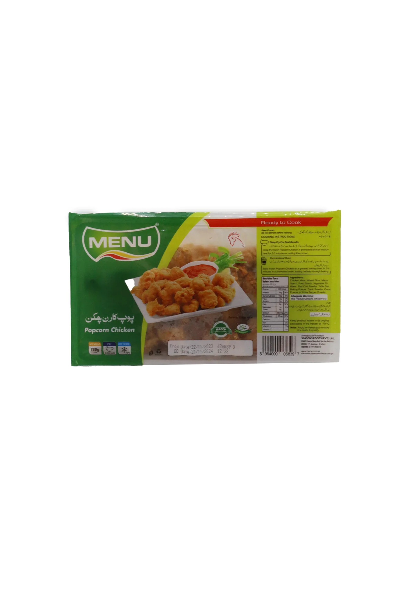 menu chicken pop corn 780g