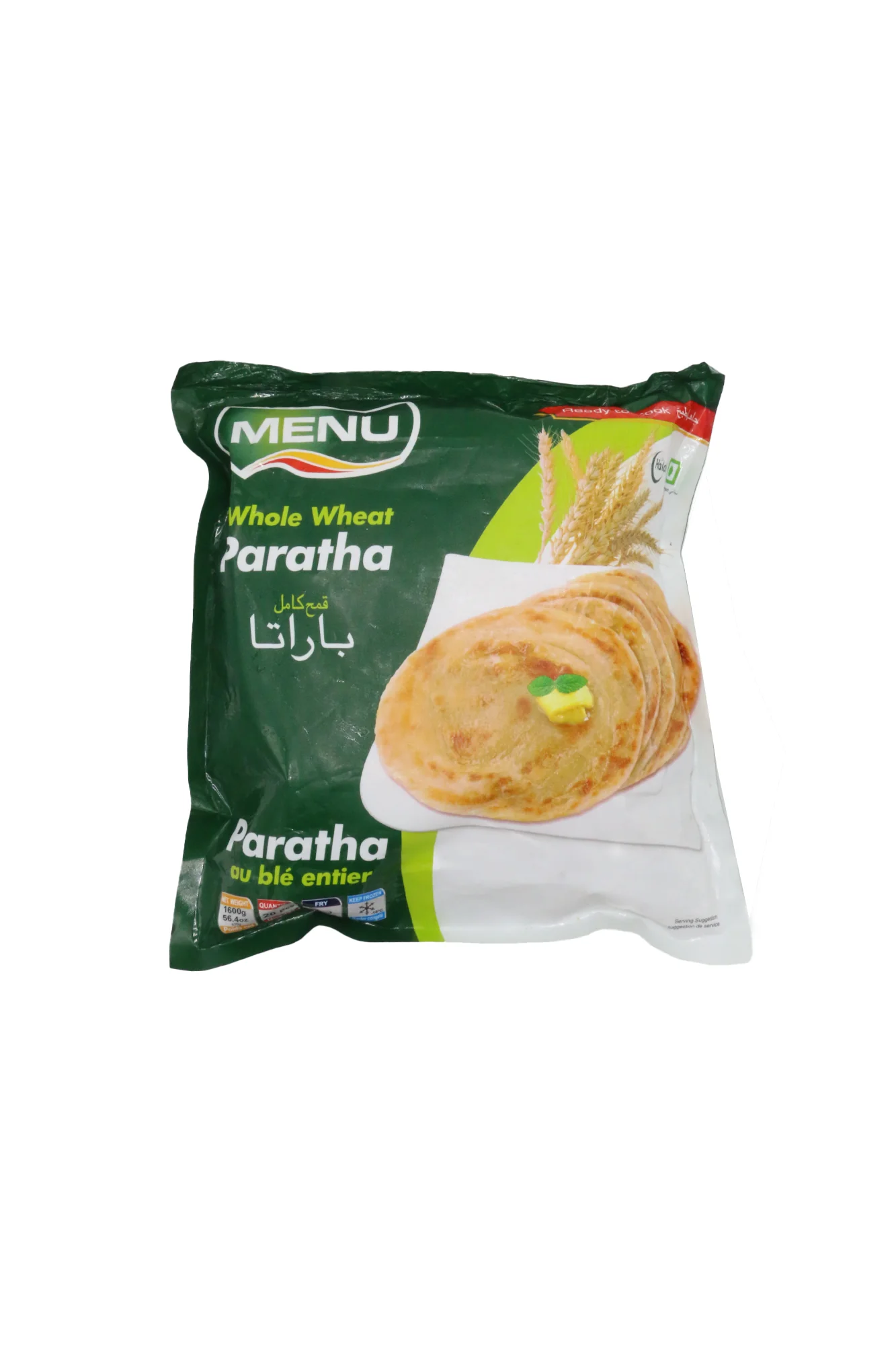menu whole wheat paratha 1600g 20pc