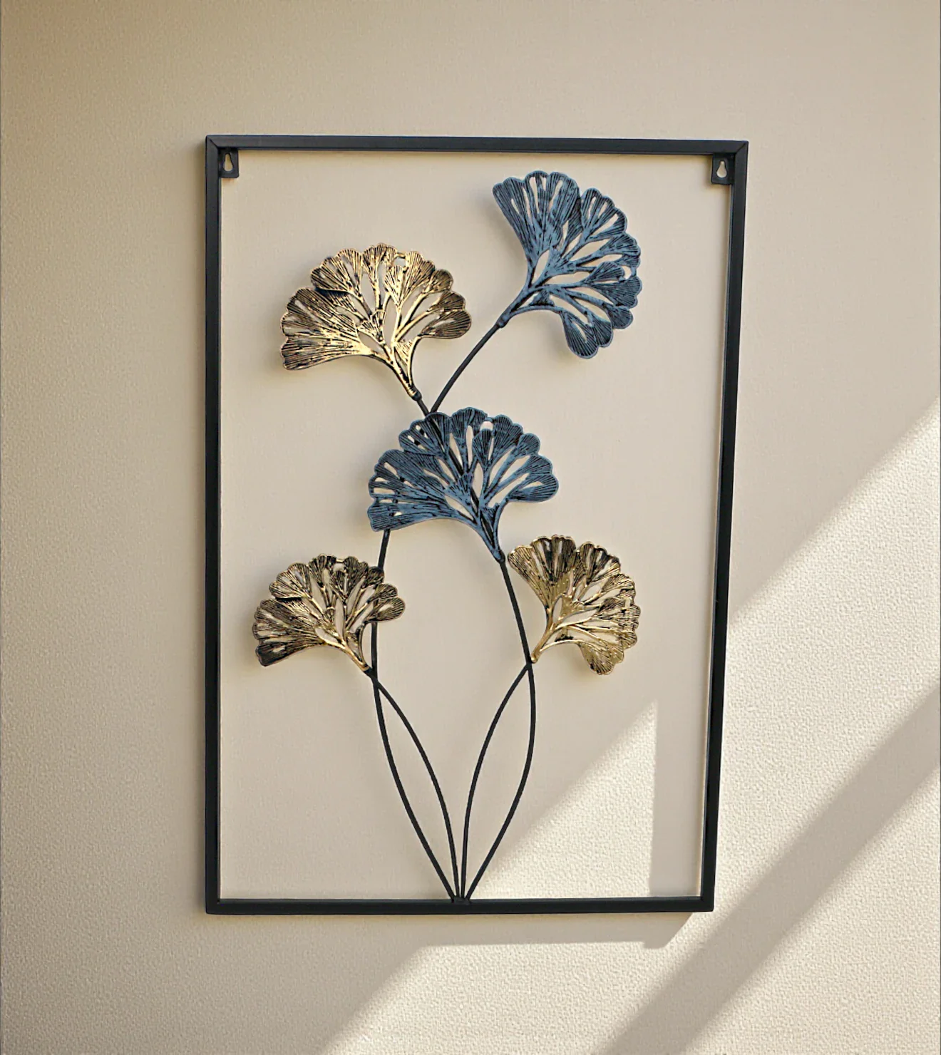 metal wall hanging rectangle 5 leaves china 23.5x15.6