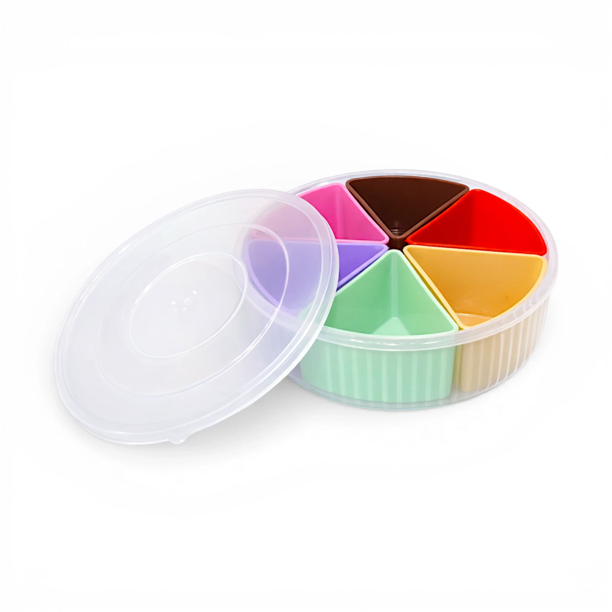 plastic spice box 6 section round pak liner