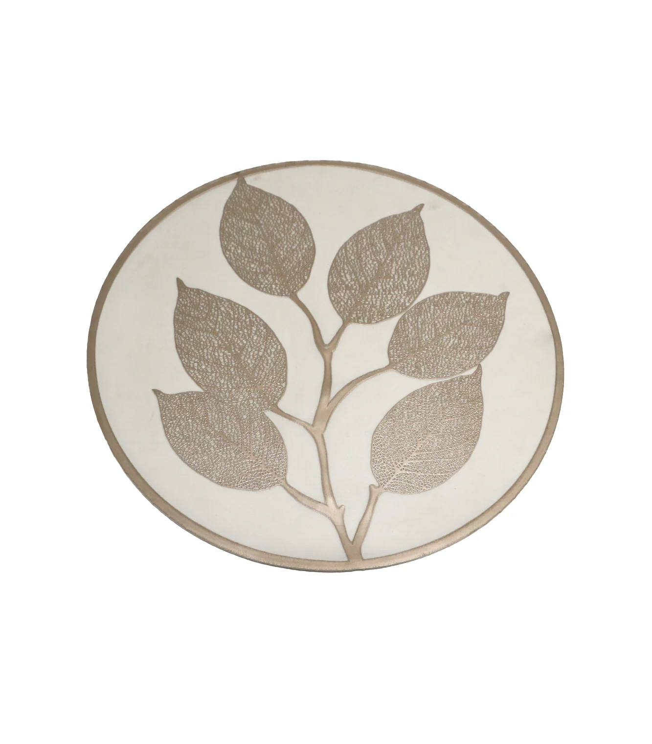pvc table mat 1pc 38x38cm white & skin leaf china