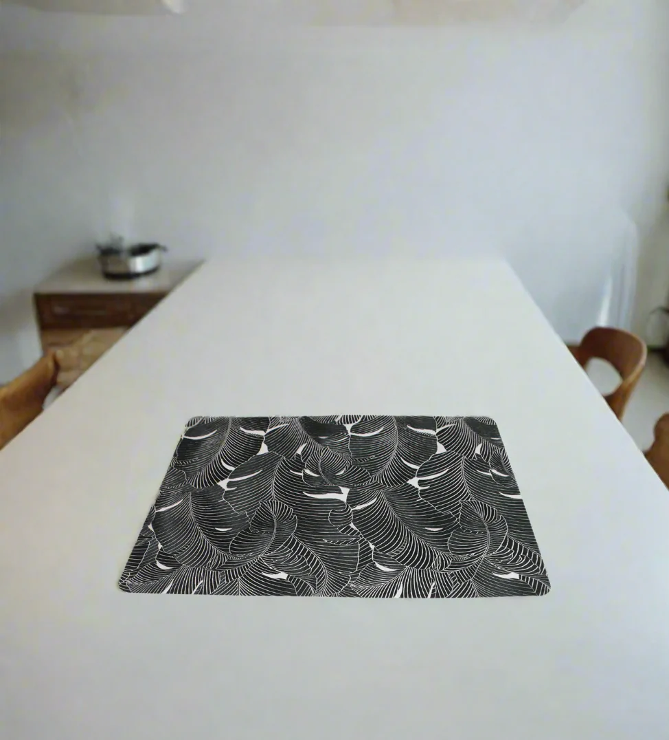 table mat 1pc rect black china