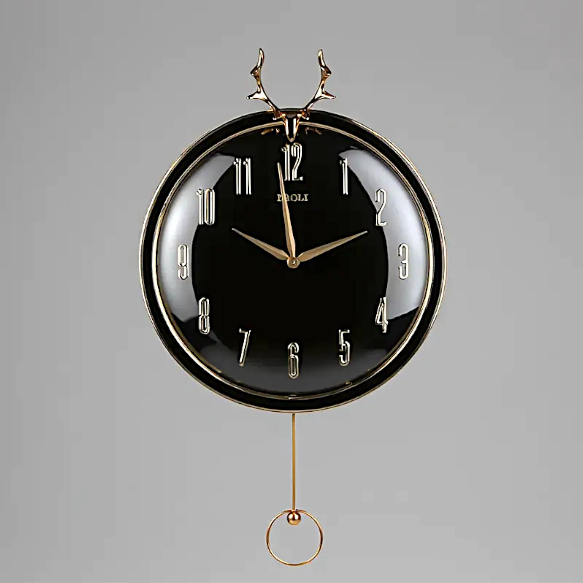 wall clock black china 14.6"x14.6"
