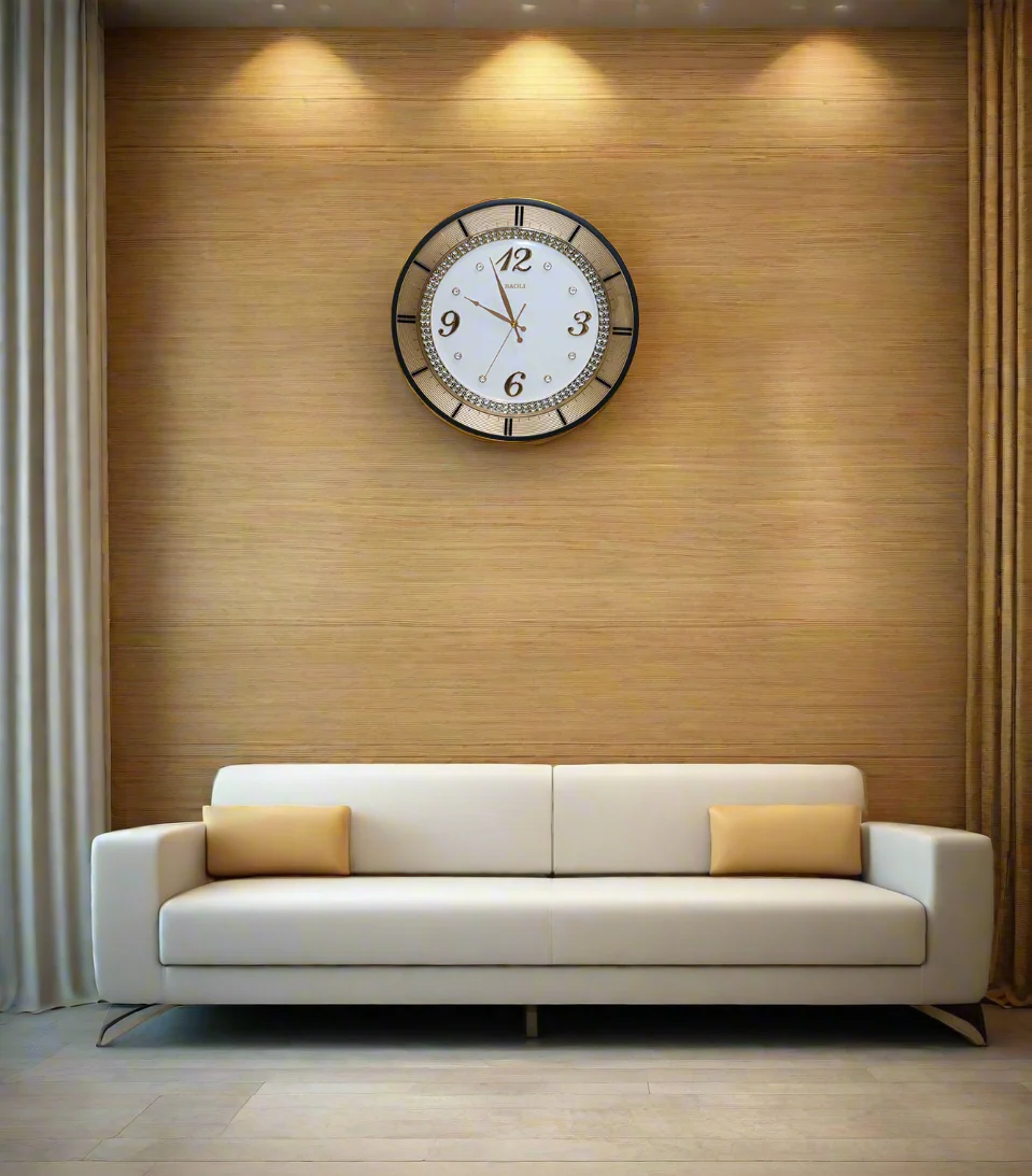 wall clock black white china 17.7"x17.7"