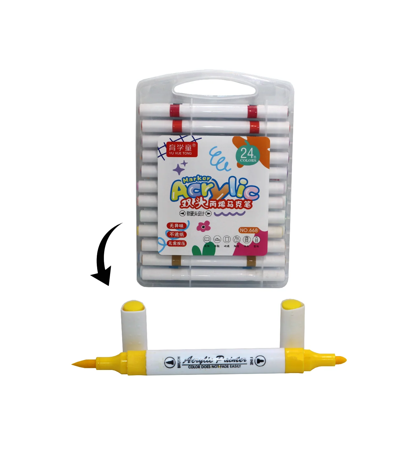 yuxue acrylic marker double headed 24p china 668-24